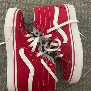 Vans Kids Red and White High-Top Sneakers